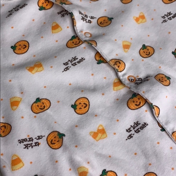 Little Me Trick or Treat Pumpkin Footed pajamas - Picture 3 of 7